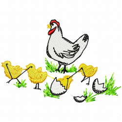 Chickens And Roosters Embroidery Design 8